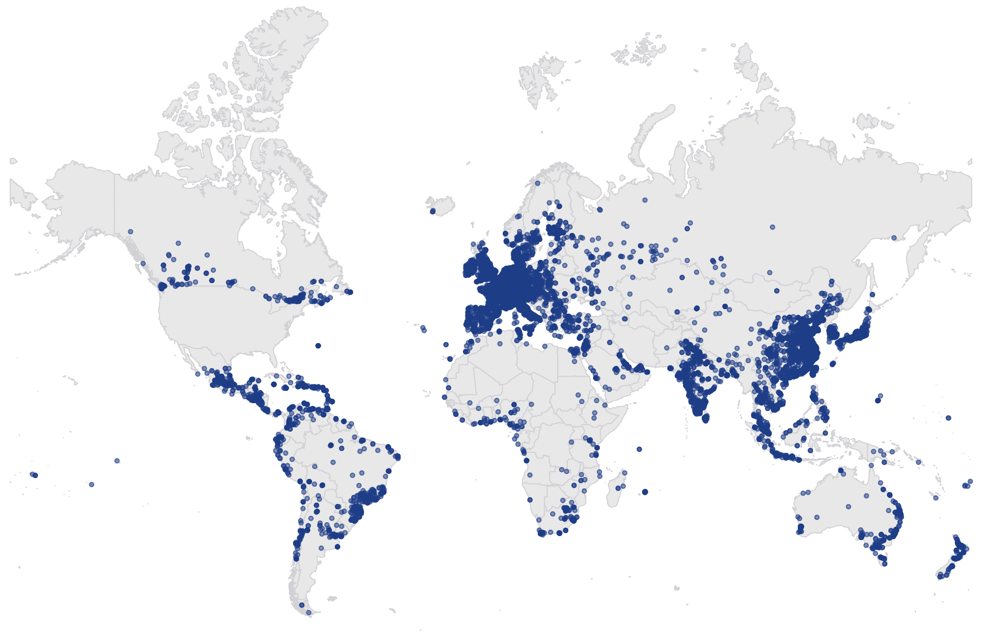 Global distribution of foreign suppliers to U.S. manufacturers